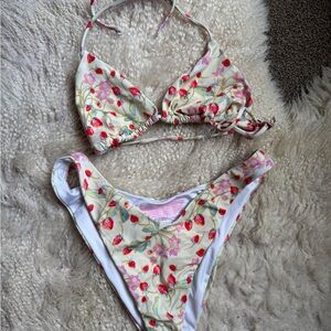 Victoria's Secret Cream Floral Strawberry Bikini Set